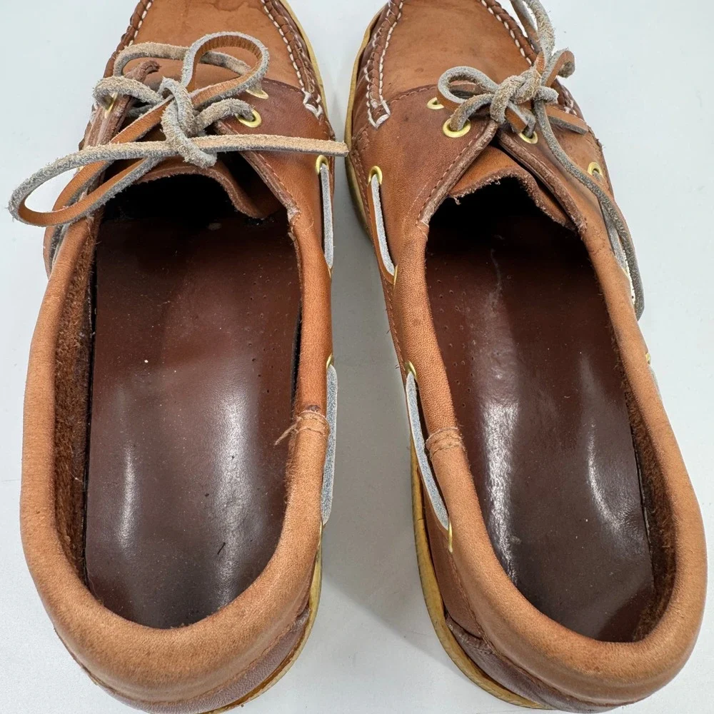 Vintage Coach Leather Boat Shoes Tan Brown Made in Italy‎ Deck Shoes Mens 8.5